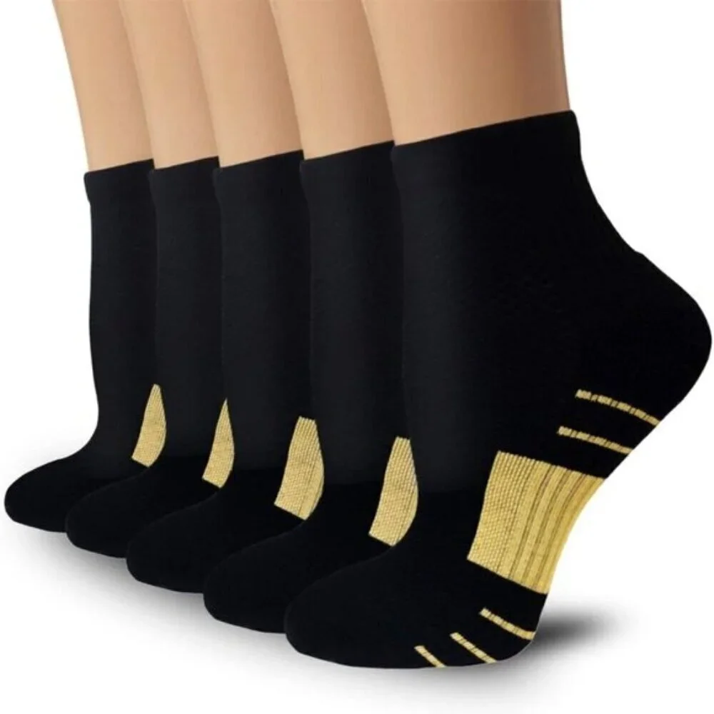 5-Pair Copper Compression Socks for Men & Women – Ankle Support & Pain Relief
